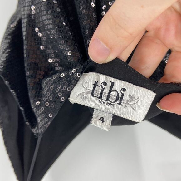 Tibi Black Party Sequined Spaghetti Strap Mini Slip Dress womens 4 - Picture 4 of 5